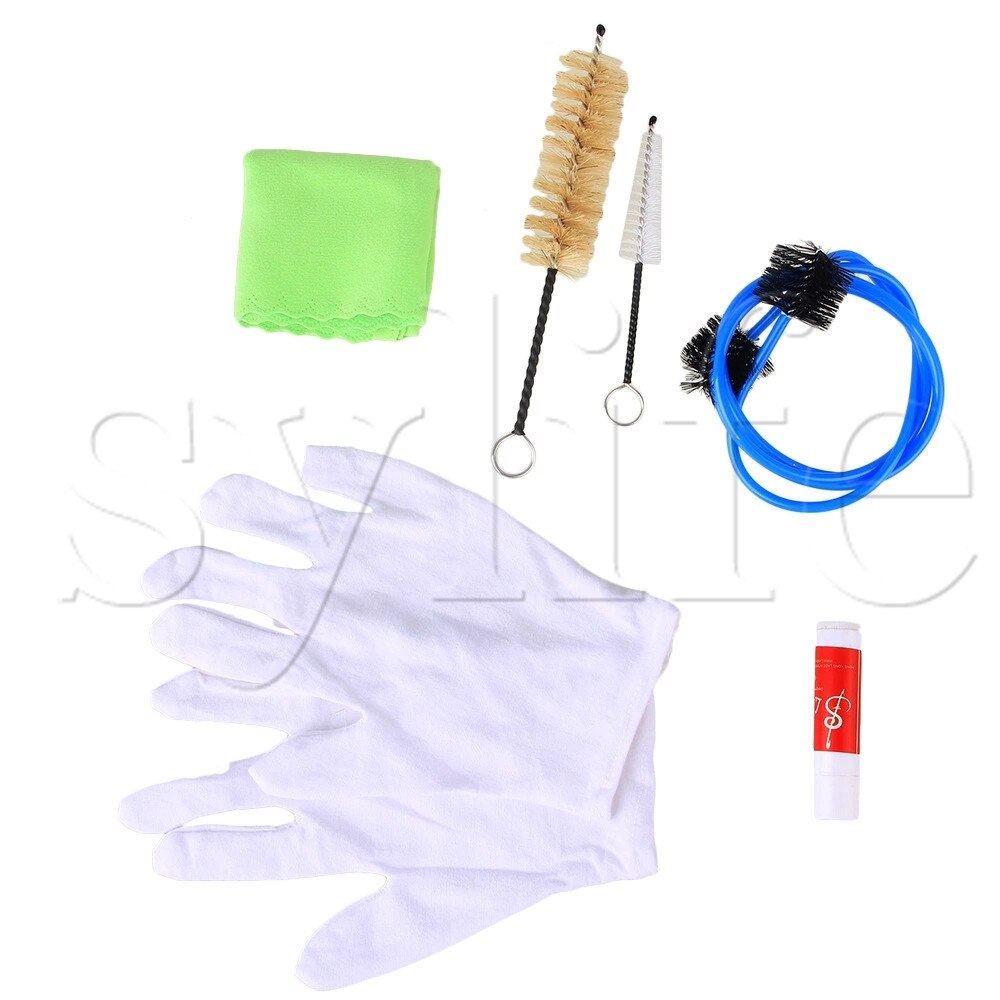 6 X Saxofoon Trompet Schoonmaken Onderhoud Kit Kurk Vet Borstel Doek