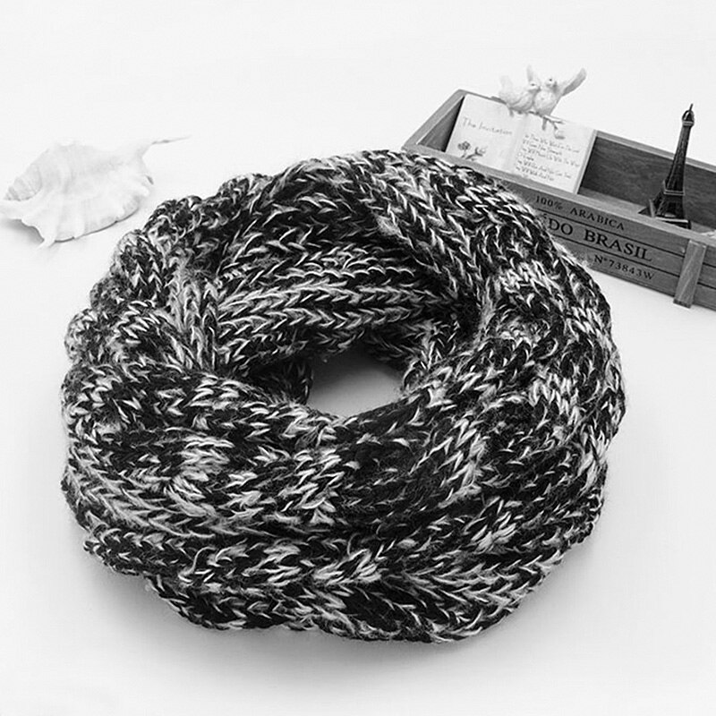 Snood Scarf Thick Knitted Winter Warm Women Ring Scarf Unisex Color Matching Soft Neck Loop Scarfs Circle Top: color1