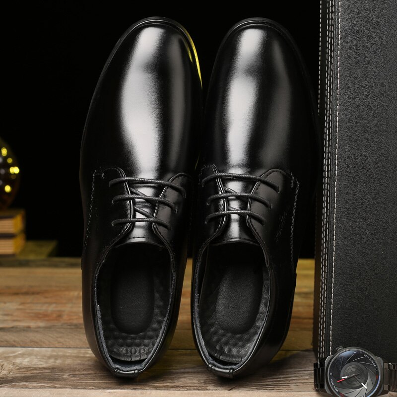 Sort læder herresko snørebånd fritid behagelige køresko herre sneakers sko chaussure hommes zapatos