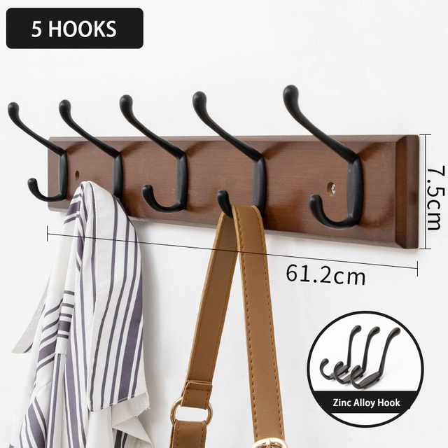 wood Home Decor Coat Hook Organizer Double Hooks H... – Grandado