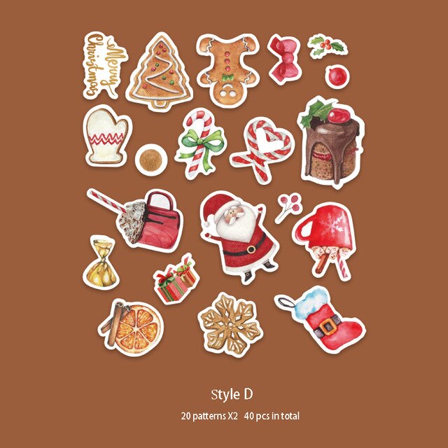 40 pcs/box Christmas tree sticker Kawaii deer sticker Adhesive cute sticker decoration scrapbook photo album diary cute statione: D