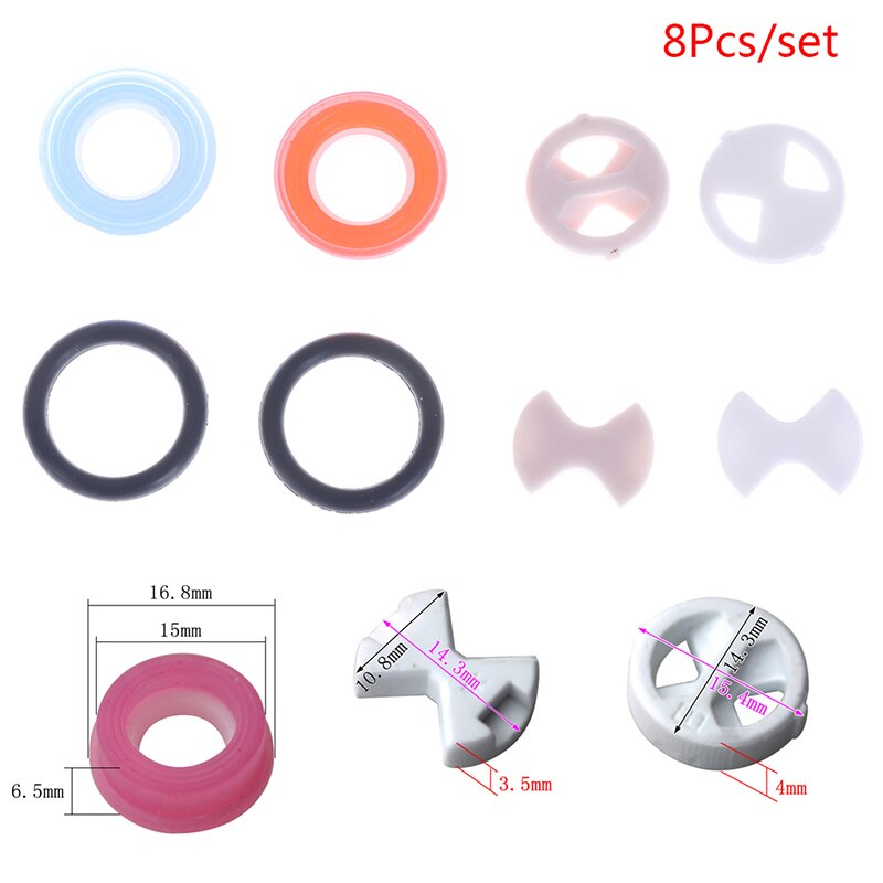 8Pcs/set Ceramic Disc Silicon Washer Insert Turn Replacement 1/2" For Valve Tap