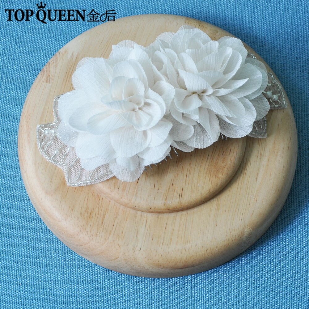 TOPQUEEN H248 Bridal Headbands bridal hair accessories with lace Beaded flowers hair Comb for girl Headpieces Fast: Default Title