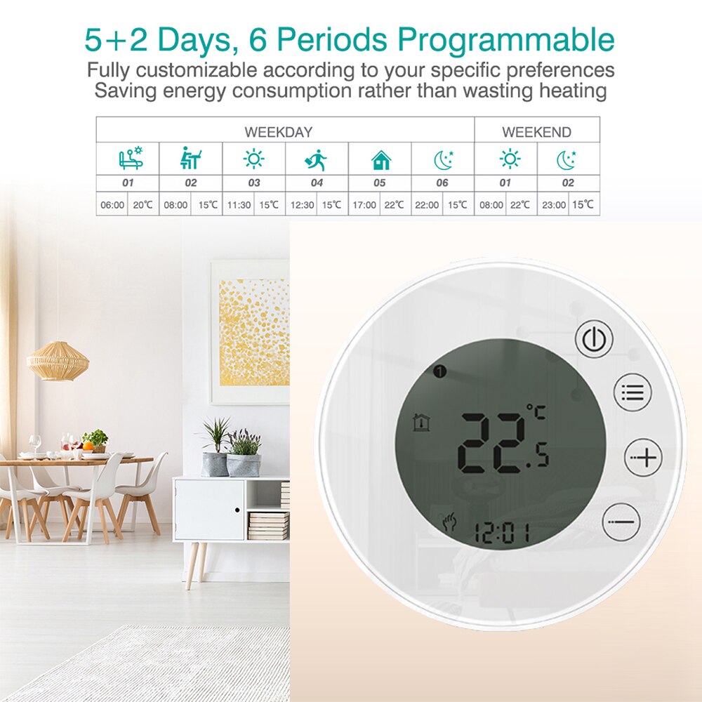 Beok Wifi termostato per riscaldamento caldaia a gas 220V portato regolatore di temperatura dello schermo compatibile con Bluetooth Google casa Alexa