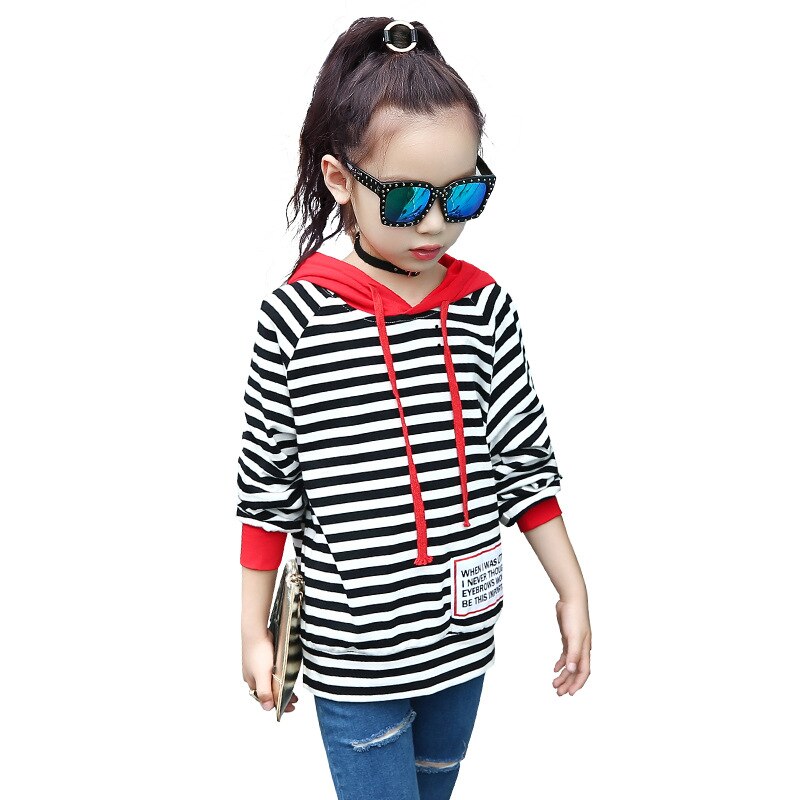 T-Shirt manches longues filles | à rayures, décontracté, printemps-automne , 4-12ans: Black / 11T