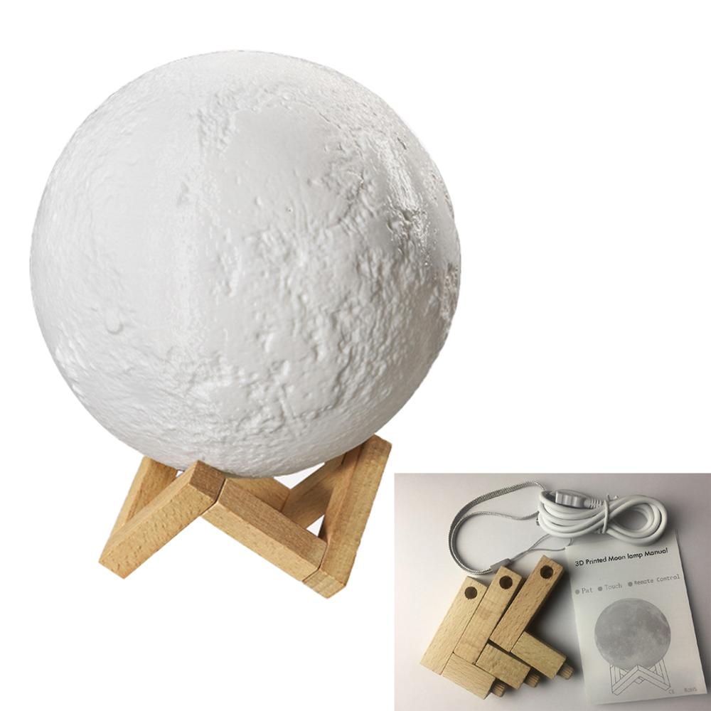 Wiederaufladbare Mond Lampe 2 Farbe Ändern 3D Licht Touch Schalter 3D Druck Lampe Mond Schlafzimmer Bücherregal Nachtlicht Kreative