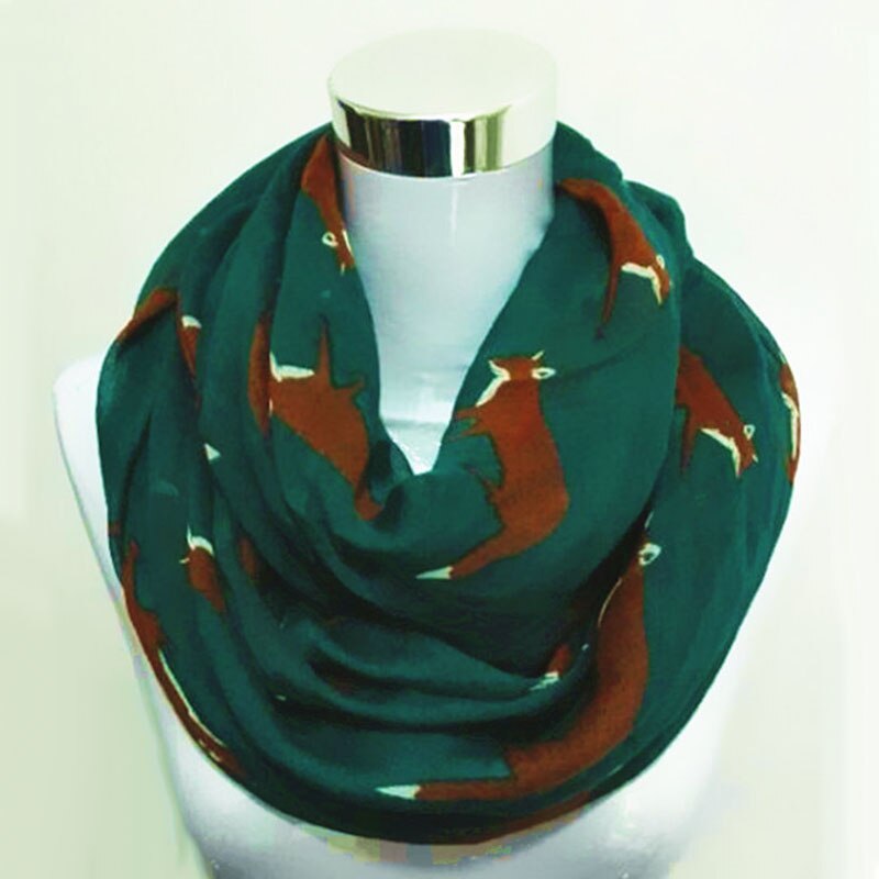 Nowa moda lis nieskończoność szalik gorąca sprzedaż wiskoza kobiety pierścień szaliki zwierząt szalik lis koło szalik