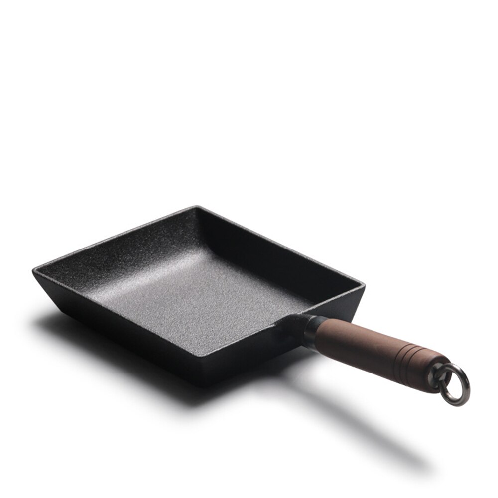 Tamagoyaki Pan Cast Iron Pan Thickened Cast Iron Pan Wooden Handle Frying Pan Tamagoyaki Frying Pan