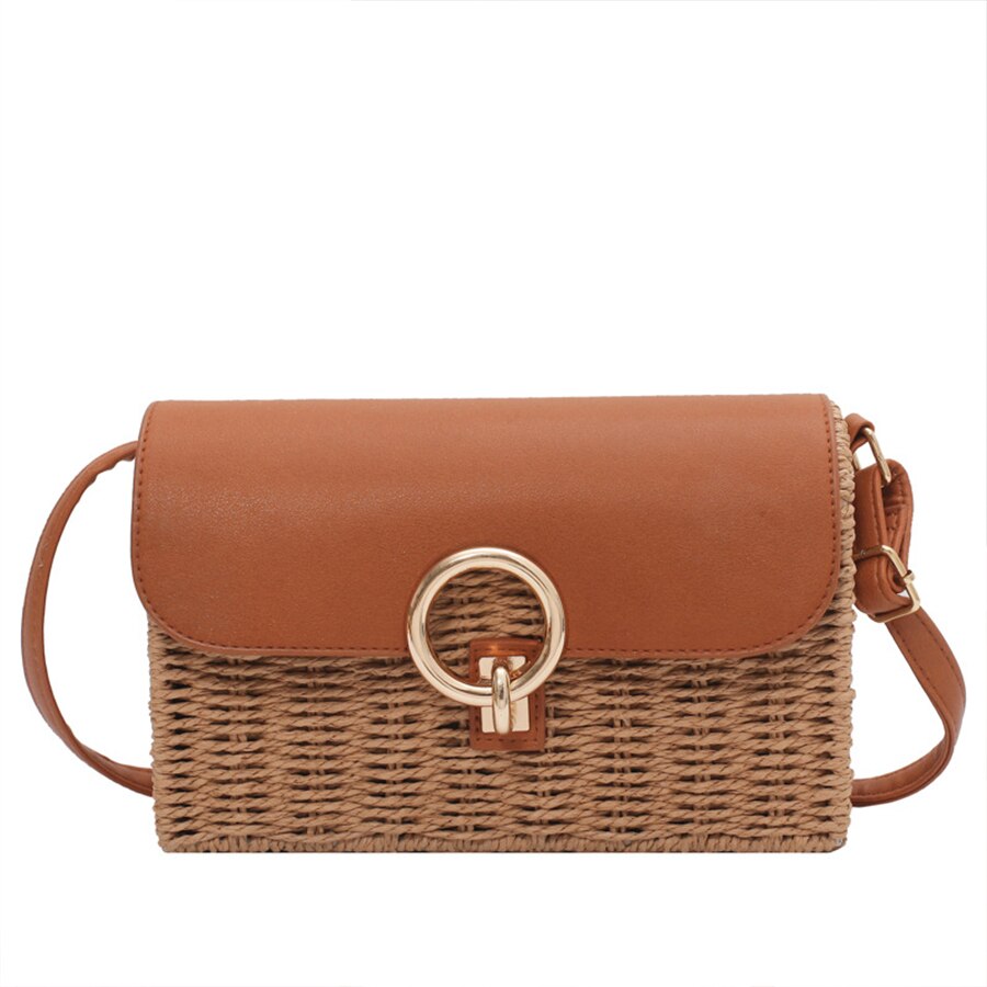 Summer Rattan Wicker Weave Shoulder Bag Straw Beach Women's Bag Small Crossbody Bags Women Handbag