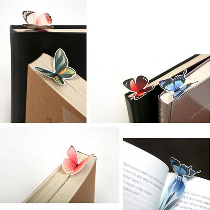 Marcapáginas Estilo mariposa, marcador de libros de para Profesor, de papelería, marcador de libro de dibujos animados Kawaii realista, 1 Uds.