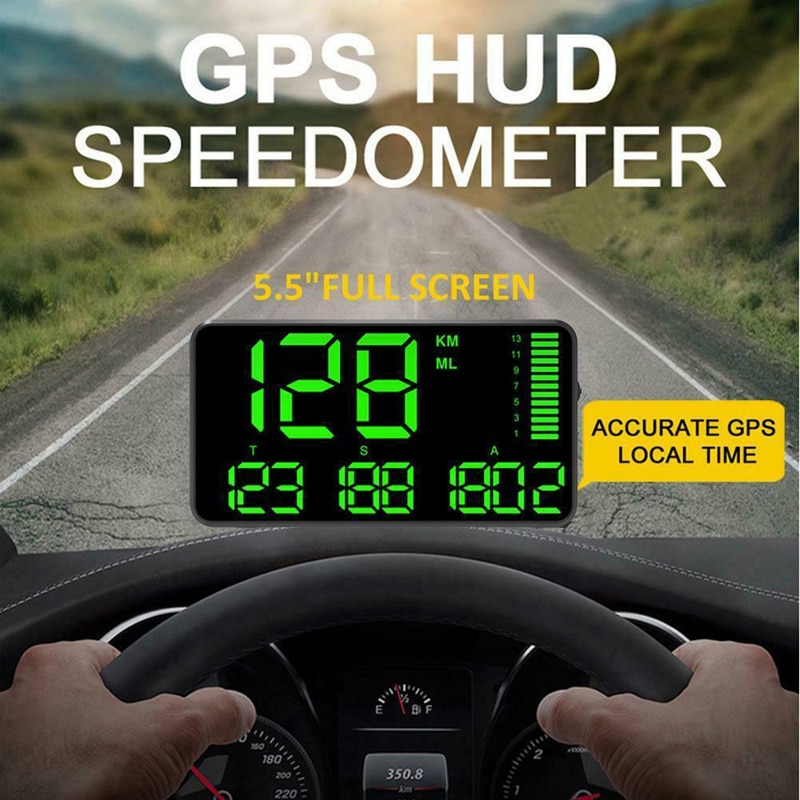 1pc C90 GPS HUD Speedometer Black 130*72*18mm DC5V HUD Head-up Display Device Speed Warning Accessories Parts For Cars