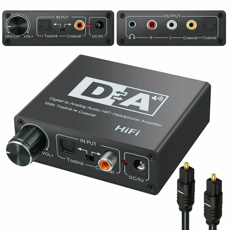 192 khz digital optisk koaxial toslink till analog rca 3.5mm o hifi-omvandlare med spdif