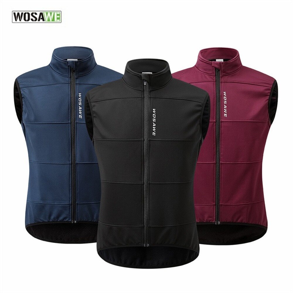 WOSAWE gilet da ciclismo invernale in mucchio termico da uomo nuovo giacca senza maniche antivento strada MTB bicicletta frangivento gilet caldo riflettente uomo