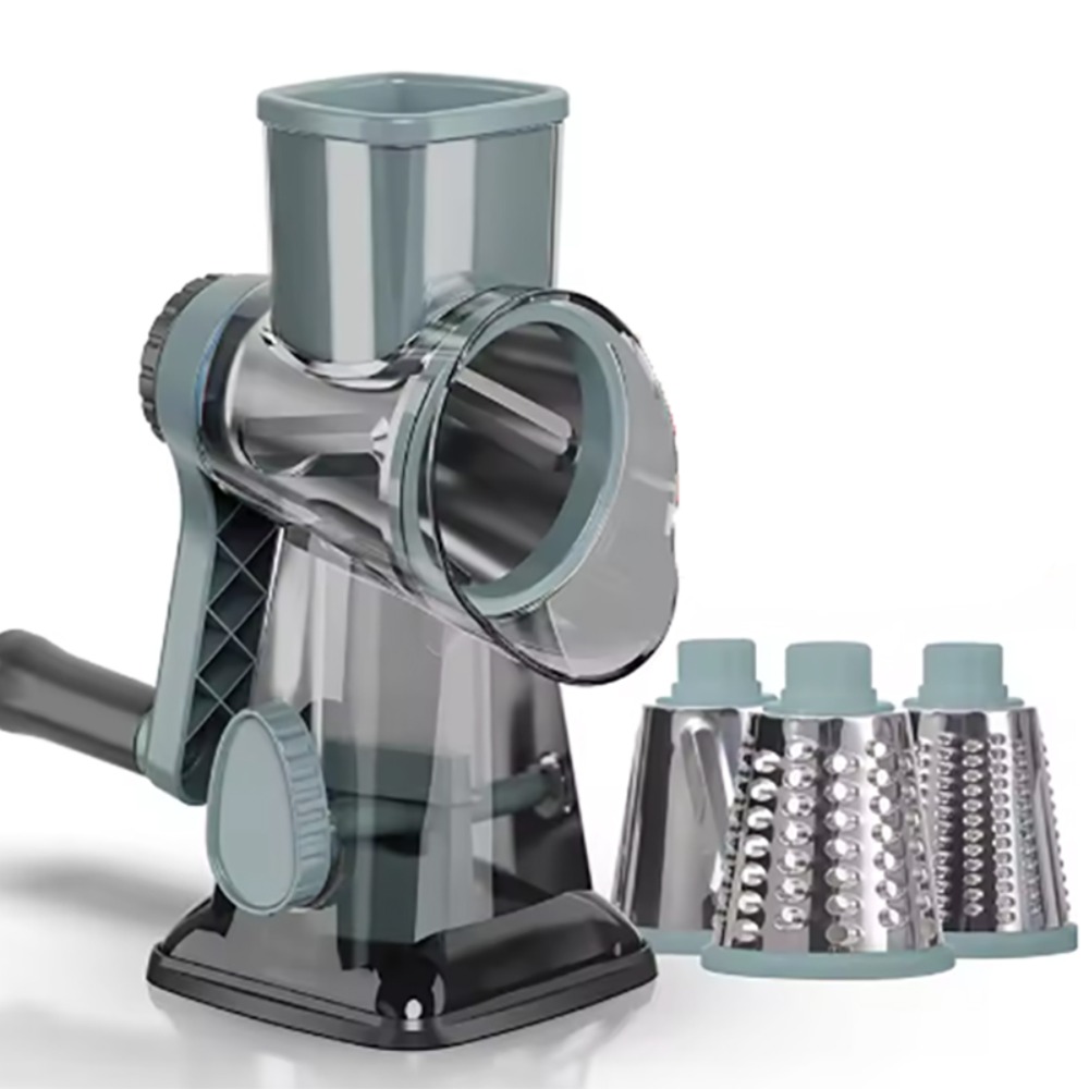 Keukengadget 3-in-1 Handslinger Groentesnijder Handmatig Arbeidsbesparende Roterende Kaasrasp Plastic Groentenversnipperaar Wortelen: Light Grey