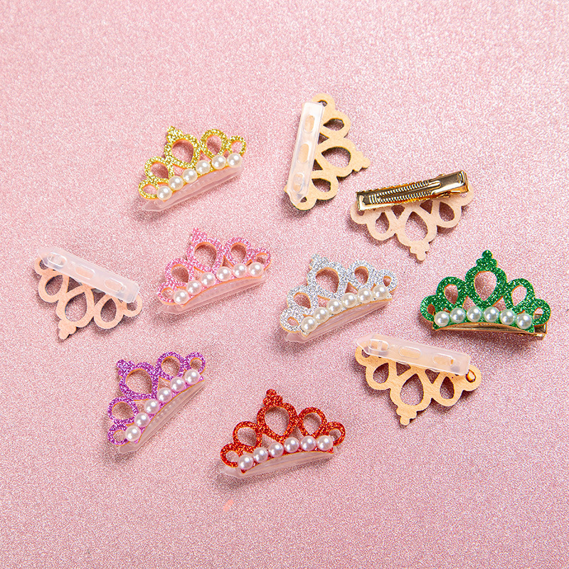 Pinzas para el pelo para perros pequeños, lazos con forma de corona de perlas de imitación, pinzas para el pelo de gato, tocado de aseo, accesorios para mascotas, 1 ud.