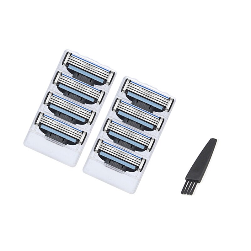 8 stuks veiligheidsscheermesjes voor heren, 3- laags scheercassette, roestvrijstalen veiligheidsmesjes, baardhandscheerkop: Default Title