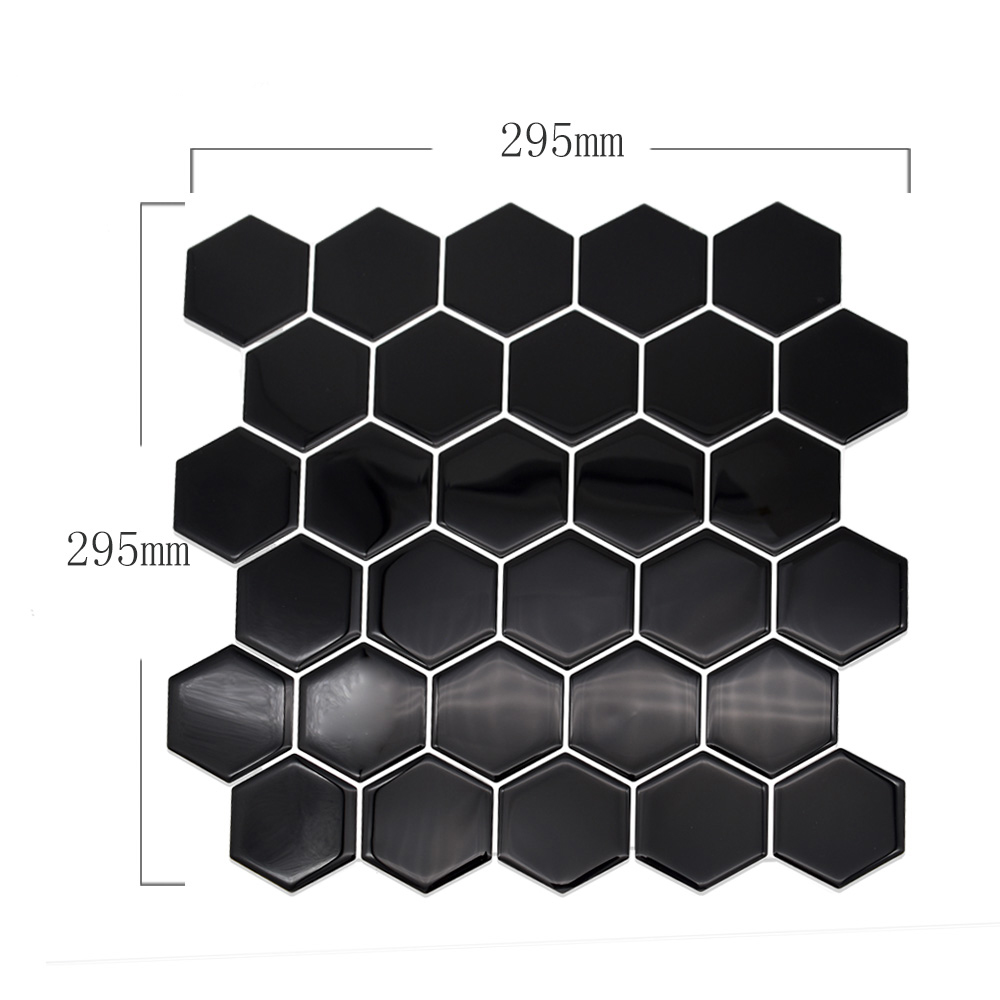 Black Hexagon Peel And Stick Tiles Waterproof Self Adhesive Wallpaper For Kitchen Bathroom Decor: 086J