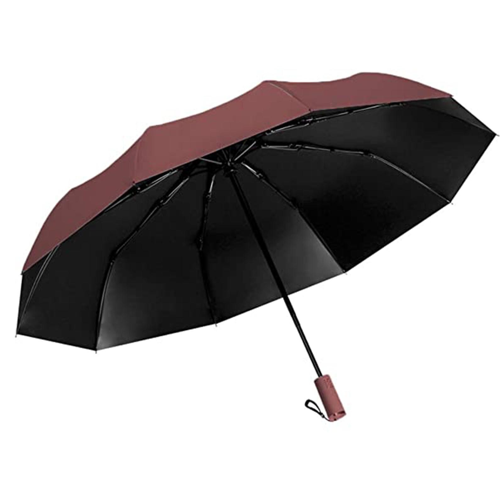 Automatic Stormproof Umbrella Mini Automatic Umbrella Rain Women Wind Resistant Portable Outdoor Umbrellas: Burgundy