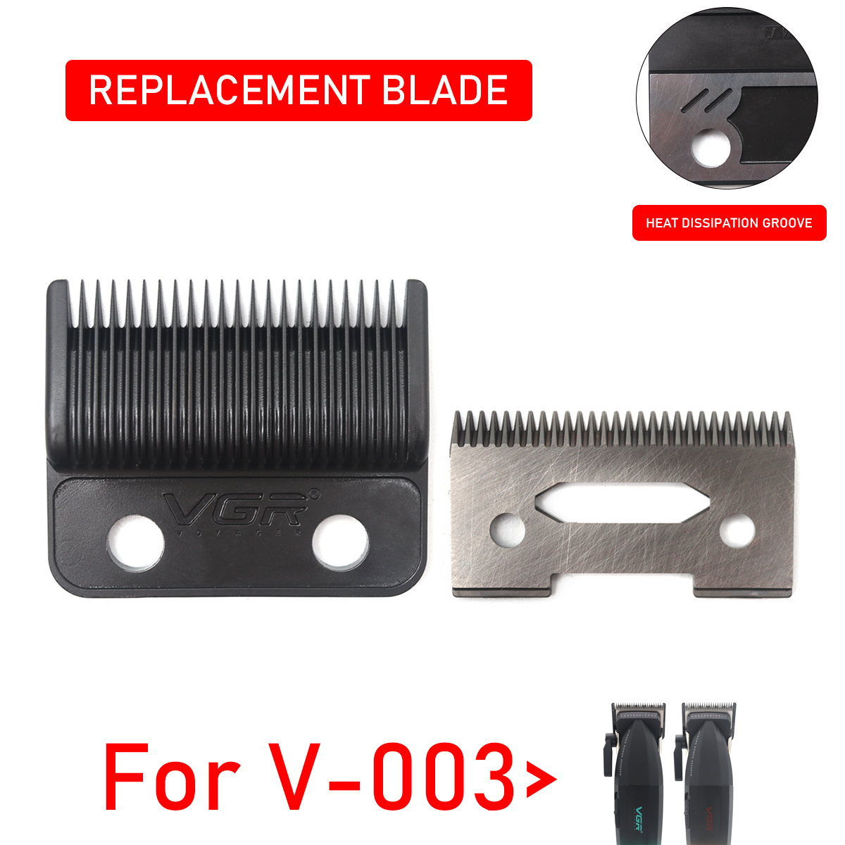 VGR V-003 DLC Blade Hair Clipper Blade Trimmer Replacement Original Cutter Head Barber Accessories: Default Title