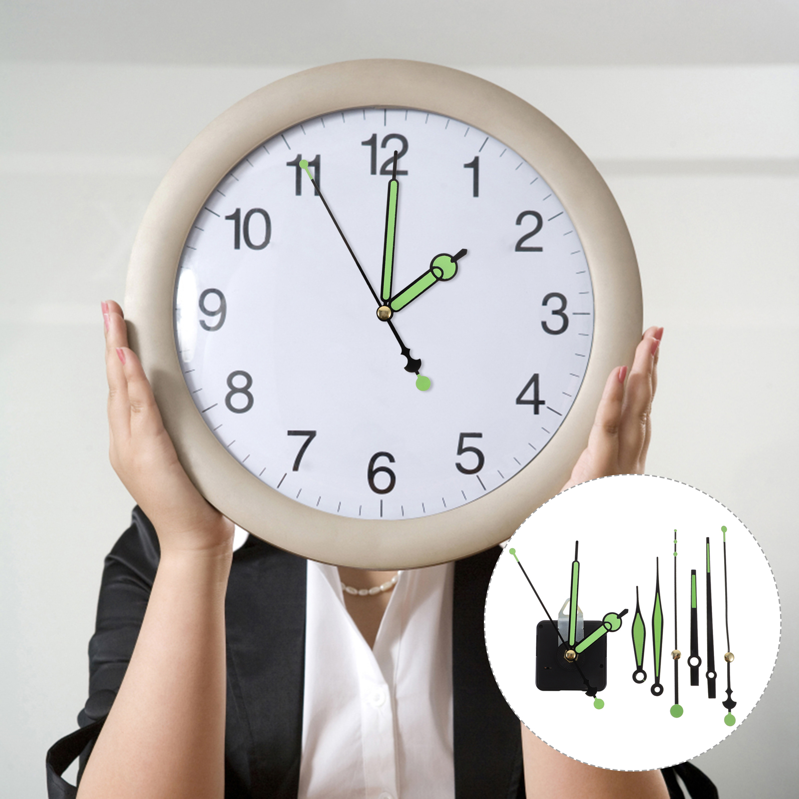 1 einstellen Mechanismus-Uhrzeiger-Bausätze, Ich bin Dunkeln leuchtender Mechanismus, Ersatz, geräuschloses Wanduhr-Bewegungsset, Welle, fluoreszierende Zeiger