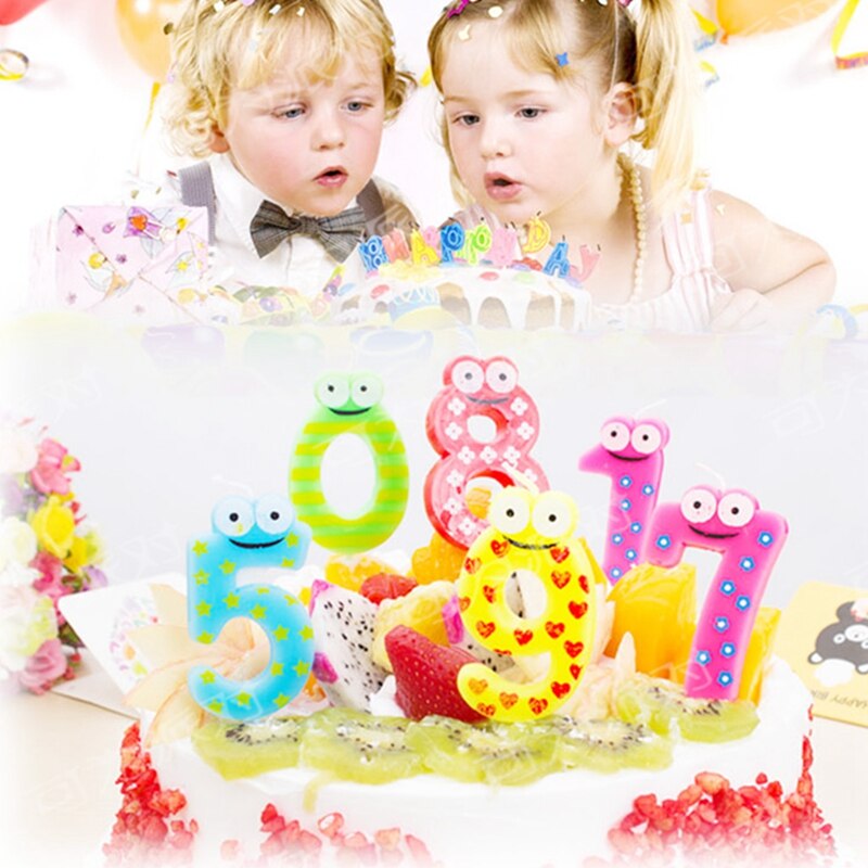 Número de cumpleaños velas dibujo de número 0 1 2 3 4 5 6 7 8 9 feliz vela para pastel de cumpleaños Cupcake Topper suministro para decoración de