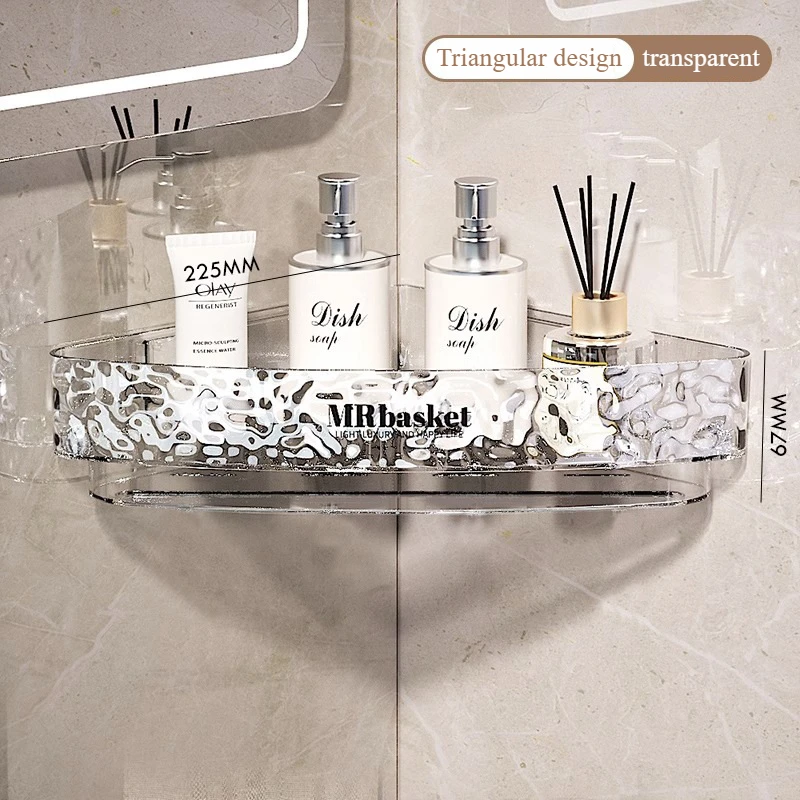 Estante esquinero para baño, estante de almacenamiento montado en la pared sin perforación, artículos de tocador para cocina y baño, estante colgante para almacenamiento de agua en la pared: Rojo