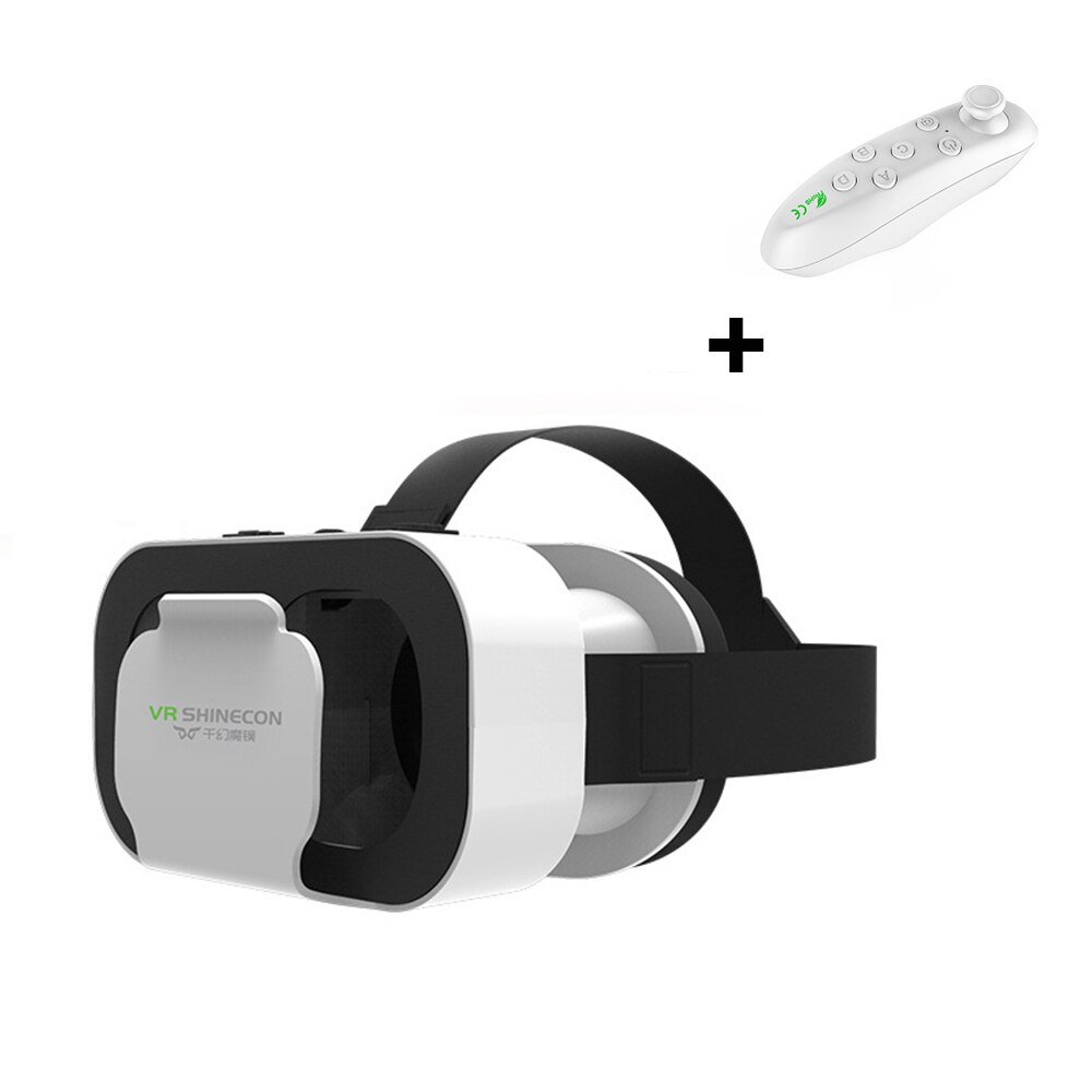 3D VR Glasses Virtual Reality Wide-Angle Full Screen video Glasses VR For Android IOS Smartphone Google cardboard 3D Glasses: White handle