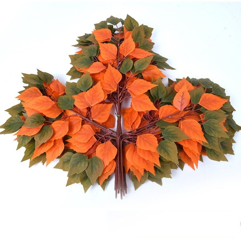 12pcs 55cm Artificial Birch Tree Leaves Branch For Plant Wall Background Wedding Home Hotal Office Bar Decorative: Olive