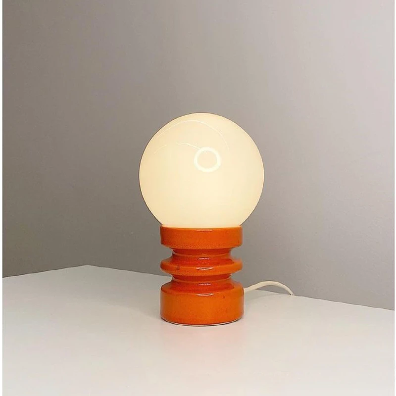 Mellem antik stil orange massivt træ glas led bordlampe soveværelse sengelampe hjem atmosfære natlampe koreansk ins lampe