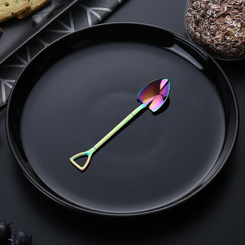 ¡En Stock! Cuchara de acero inoxidable con pala de hierro para café, cucharilla de helado Retro, cucharilla cuadrada bonita, accesorio de cocina, cuchara de café: Colour M