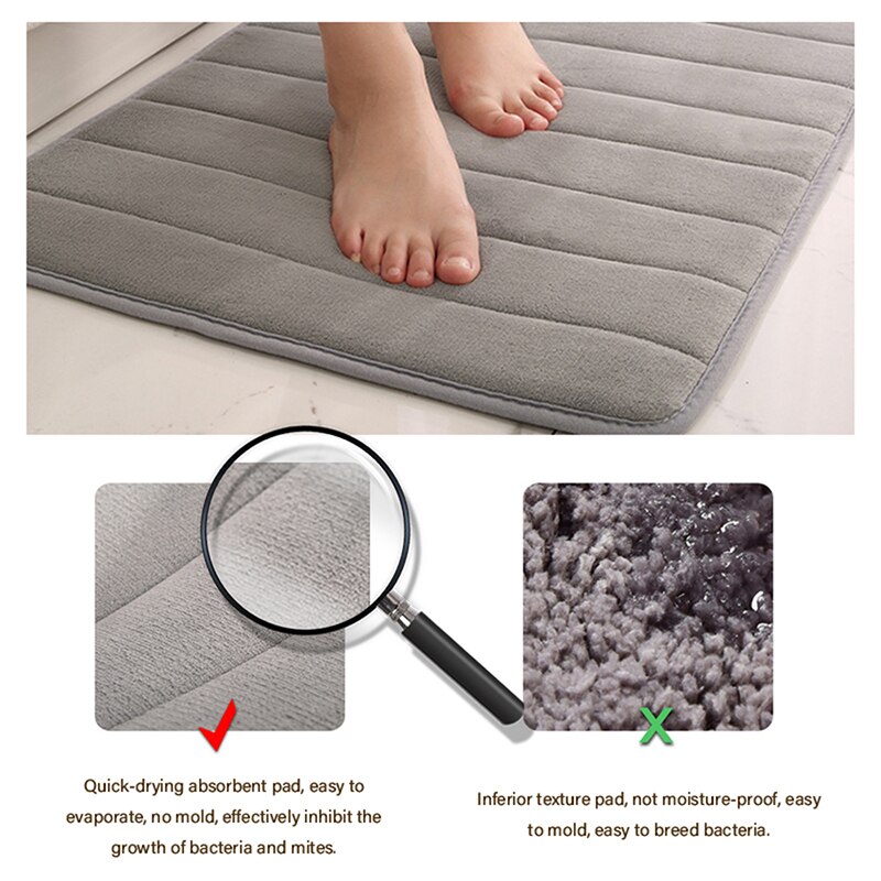 Badmat Coral Fleece Badkamer Tapijt Wateropname Non-Slip Memory Foam Absorberende Imitatie Konijnenbont Vloer Mat