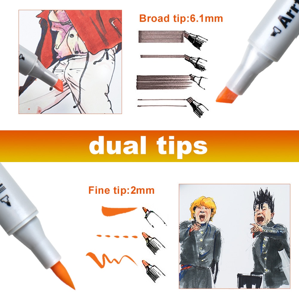 Arrtx-rotulador de pincel OROS Skin Tune, marcador de Arte de doble punta, 36 colores, perfecto para pintura de figuras, de retrato, para colorear