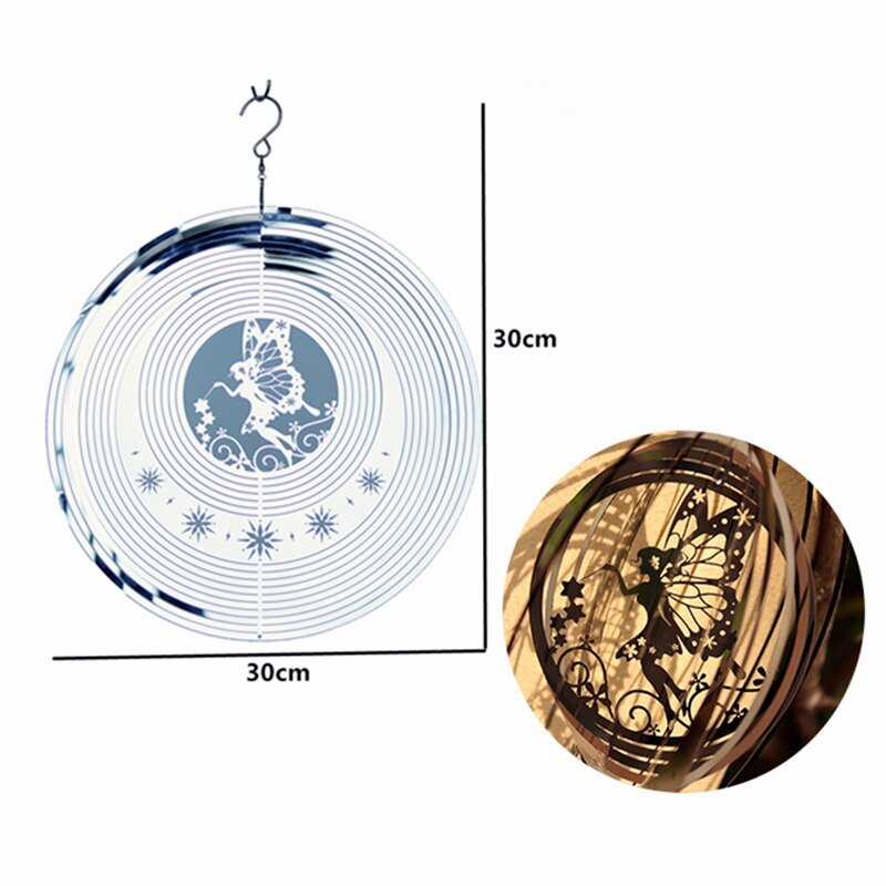 Fairy Windgong Rvs Windmolen Met Haak Kinetische 3D Roterende Ronde-Vorm Hanger Wind Catchers Opknoping Home Decor