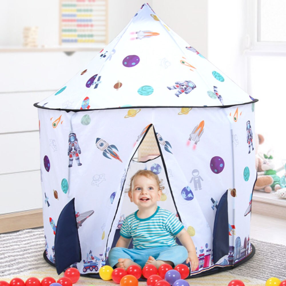 Space Tent Space Themed Pretend Play Tent Space Play House Spaceship Tent For Kids Foldable Pop Up Rocket Play Tent