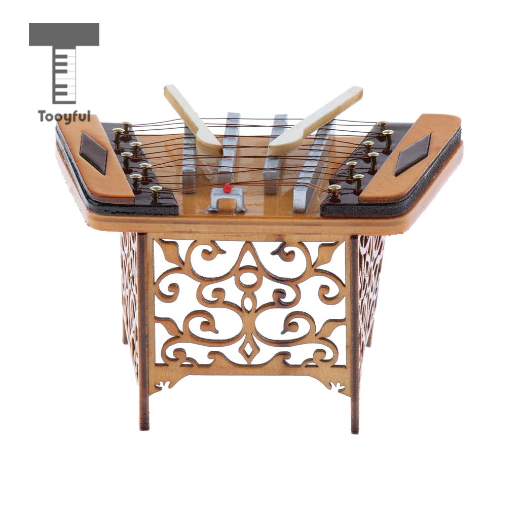Mini Miniatuur Yangqin Dulcimer Muziekinstrument Model Voor Kinderen Kids Christmas: 10cm 