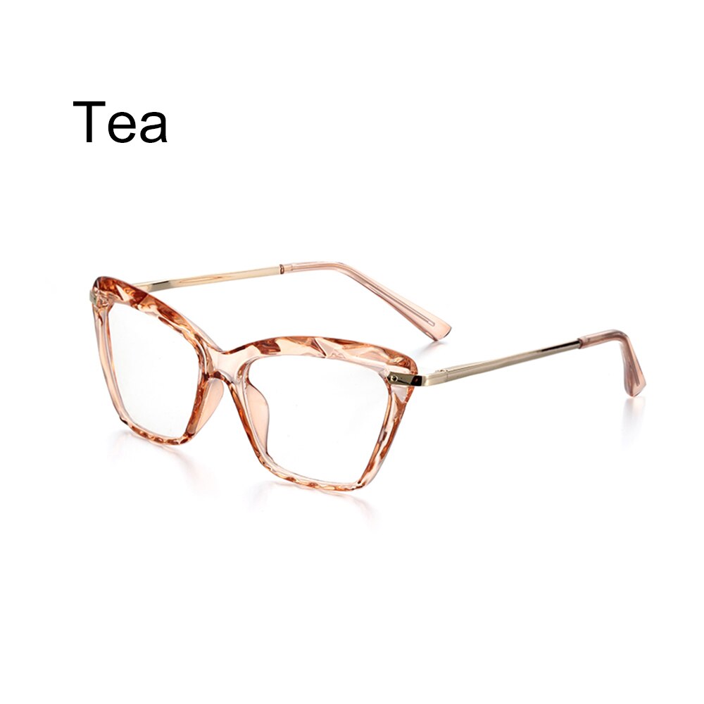 Gafas cuadradas de con marco de cristal facetado gafas Vintage para mujer estilos de gafas ópticas de ordenador: Tea
