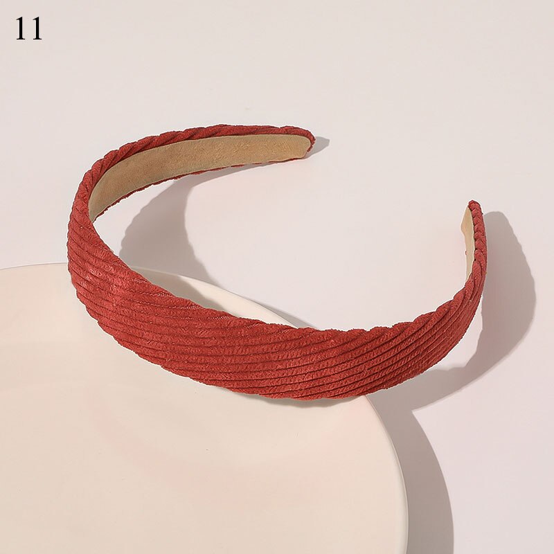 1Pc Corduroy Vrouwen Hoofdband Plaid Gestreepte Bloemen Printing Brede Hoofdband Vintage Stretch Tulband Haarband Vrouwelijke Hoofd Hoepel: 11
