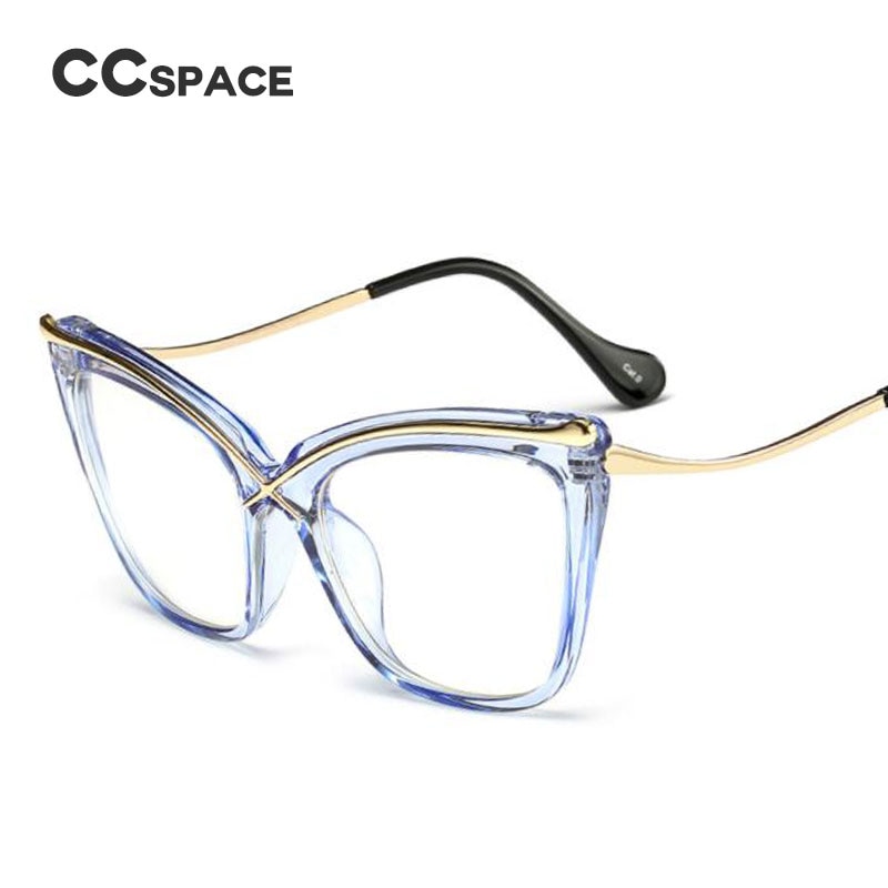 45124 Ladies Unique Cat Eye Glasses Frames Women Brow Line Metal Optical EyeGlasses Eyewear