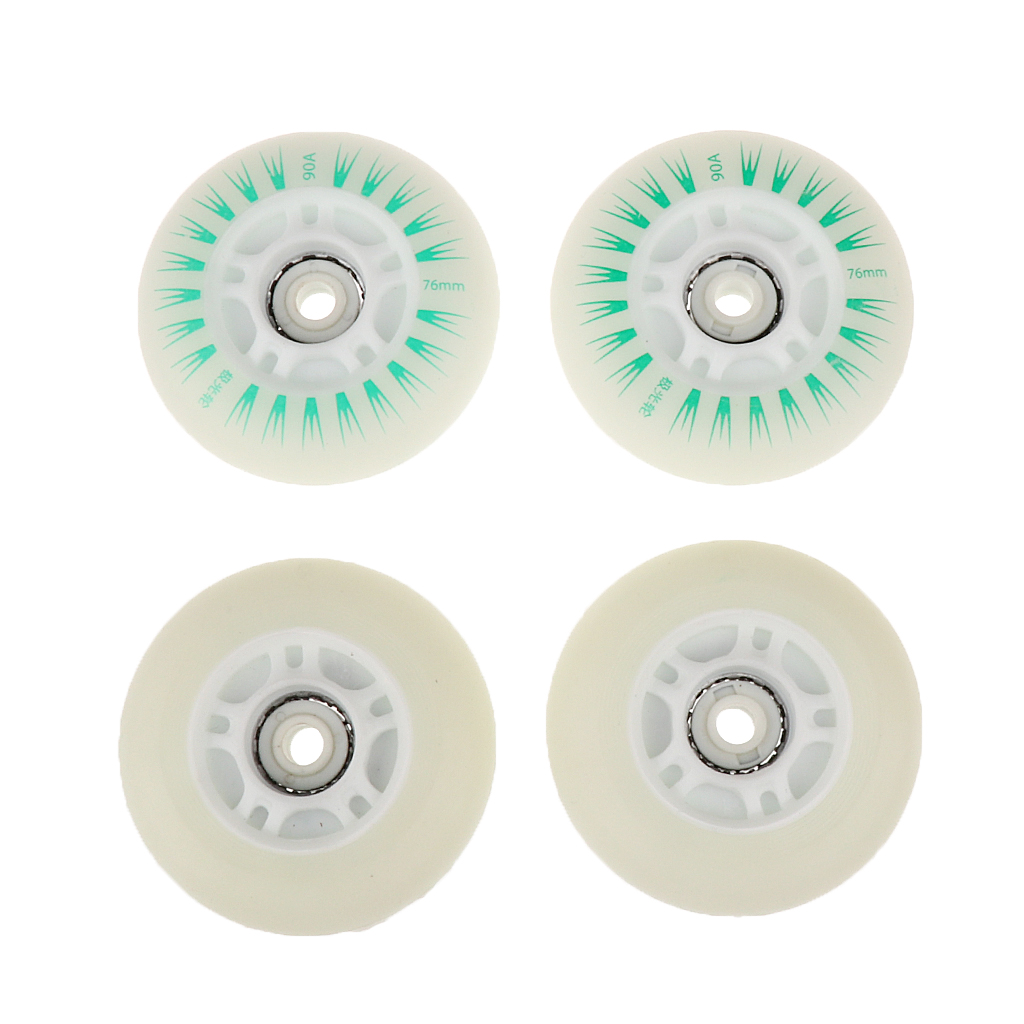 Patines en línea con luz LED, ruedas de repuesto para patines, 4 unidades: Green 76mm