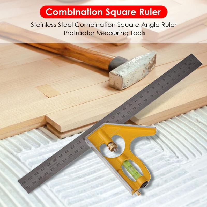 0-180 Graden Verstelbare Multi-functie Roestvrij Staal Combinatie Vierkante Hoek Heerser Gradenboog Meetinstrumenten