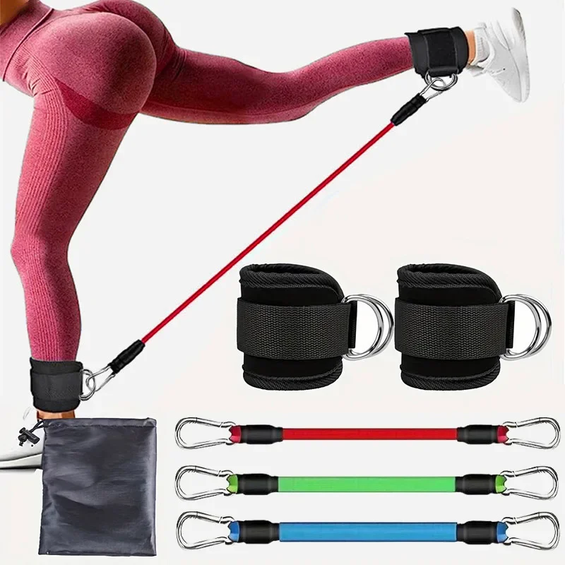 Ankle Straps Resistance Bands Set Fitness Workout Exercise Equipment Ankle Weight Yoga Elastic Fitness Band For Gym Man Woman: GOLD