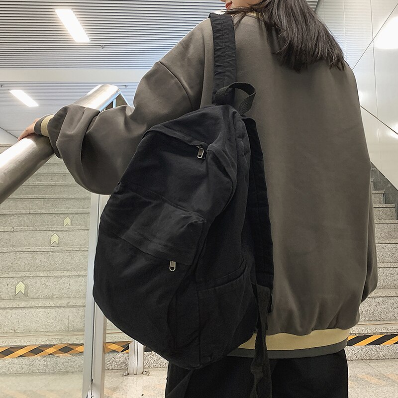 2022 College Student Mode Canvas Vrouwen Rugzak Vrouwelijke Reizen Kawaii Rugzak Dames Rugzak Effen Kleur Schooltas Mochilas