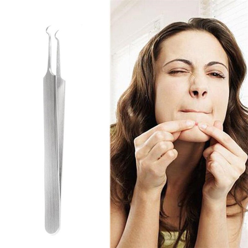4/5/7/10 Pcs Pimple Blemish Comedone Acne Extractor Tool Blackhead Remover Needles Face Skin Care Tools: Curved acne clip