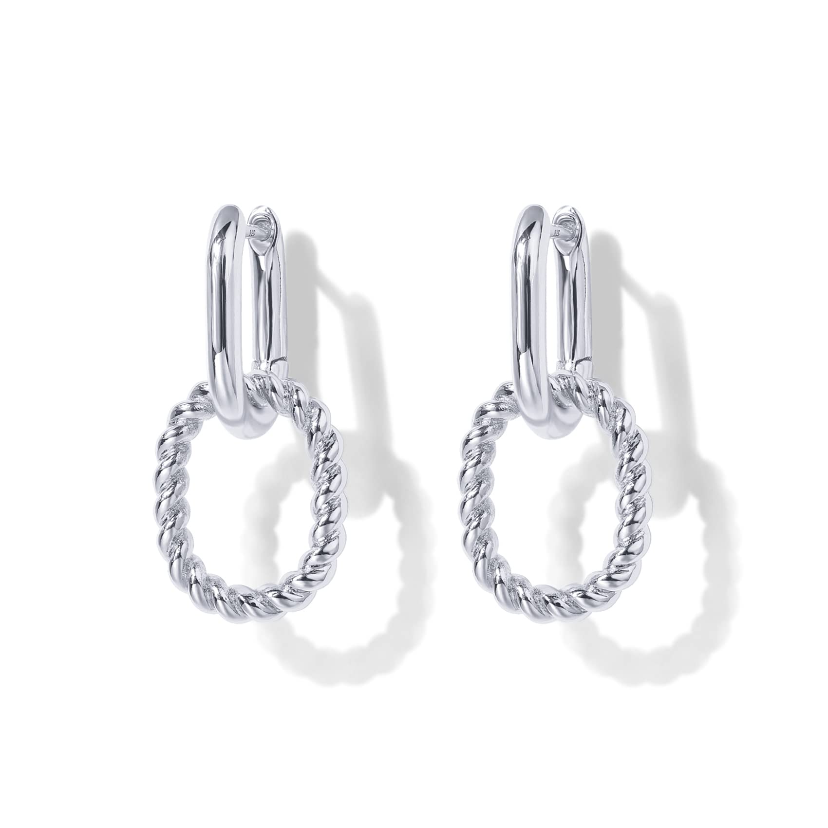 Shevalues 14K Guld Hængeøreringe - Paperclip Lænke - Lås Låsning - Klassisk Design