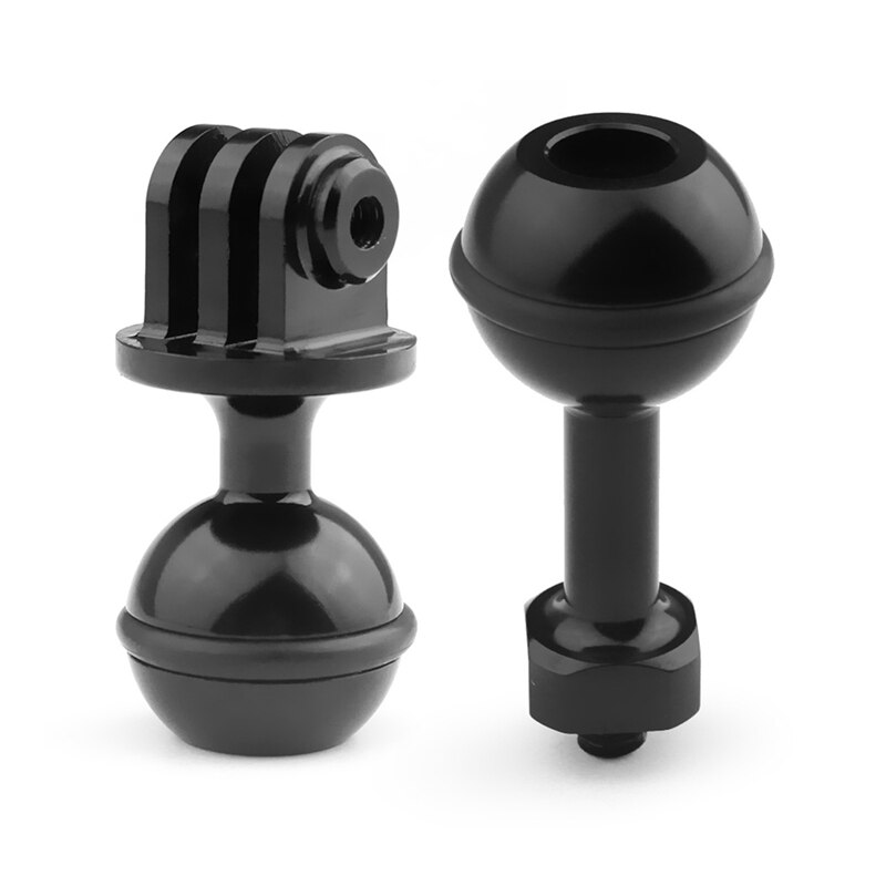 1 pçs cnc 360 graus de rotação bola cabeça montar tripé 2.5cm preto & 1 pçs alumínio 1/4 Polegada parafuso bola adaptador de montagem para gopro hero