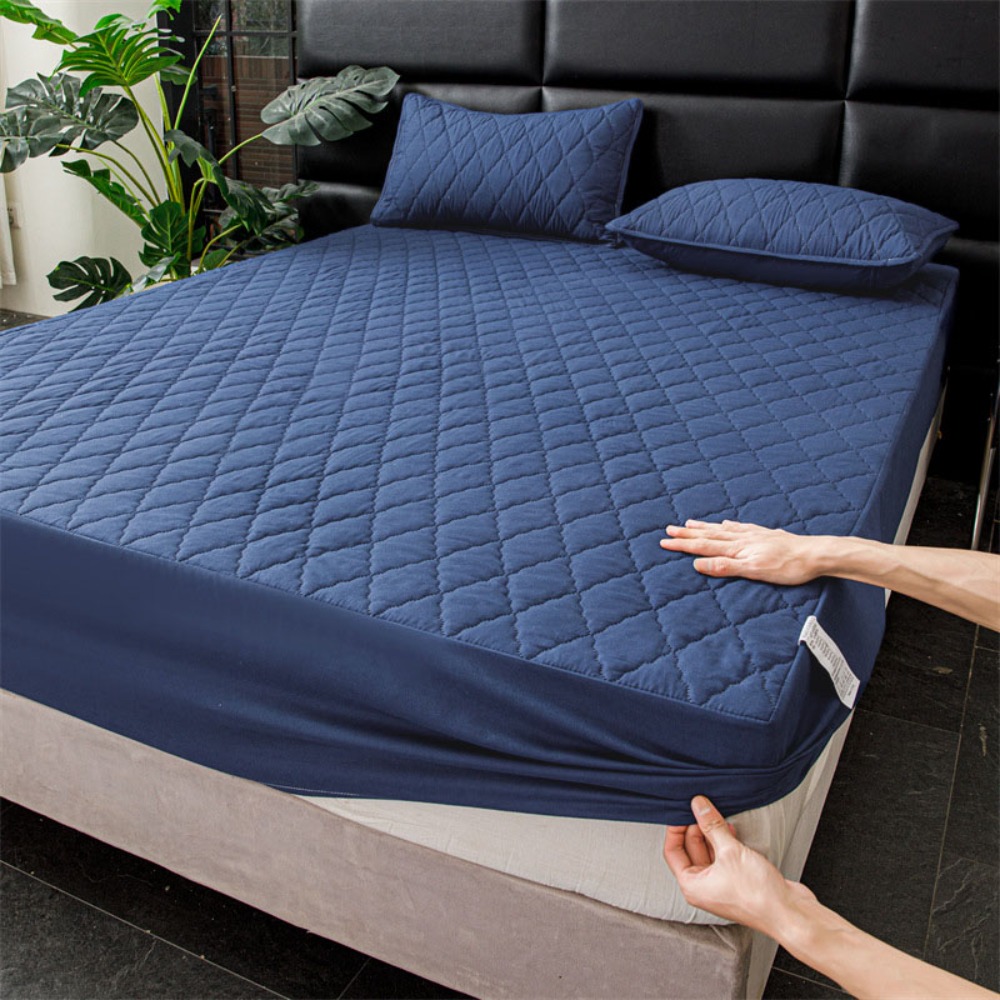 Waterproof Mattress Cover Solid Color Dust Proof Matress Protector Breathable Rhombus Lattice Pattern Bedspread King/Queen Size: Chocolate