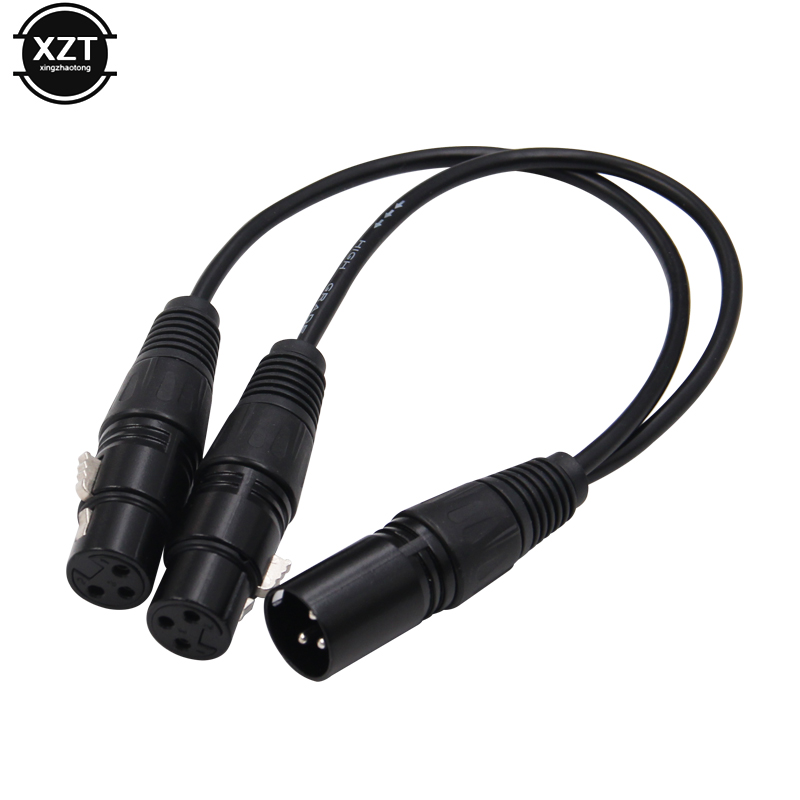 enchufe XLR macho de 3 pines a conector hembra doble Y divisor micrófono extensión de adaptador de Cable de DJ para reproductor de DVD micrófono: Default Title