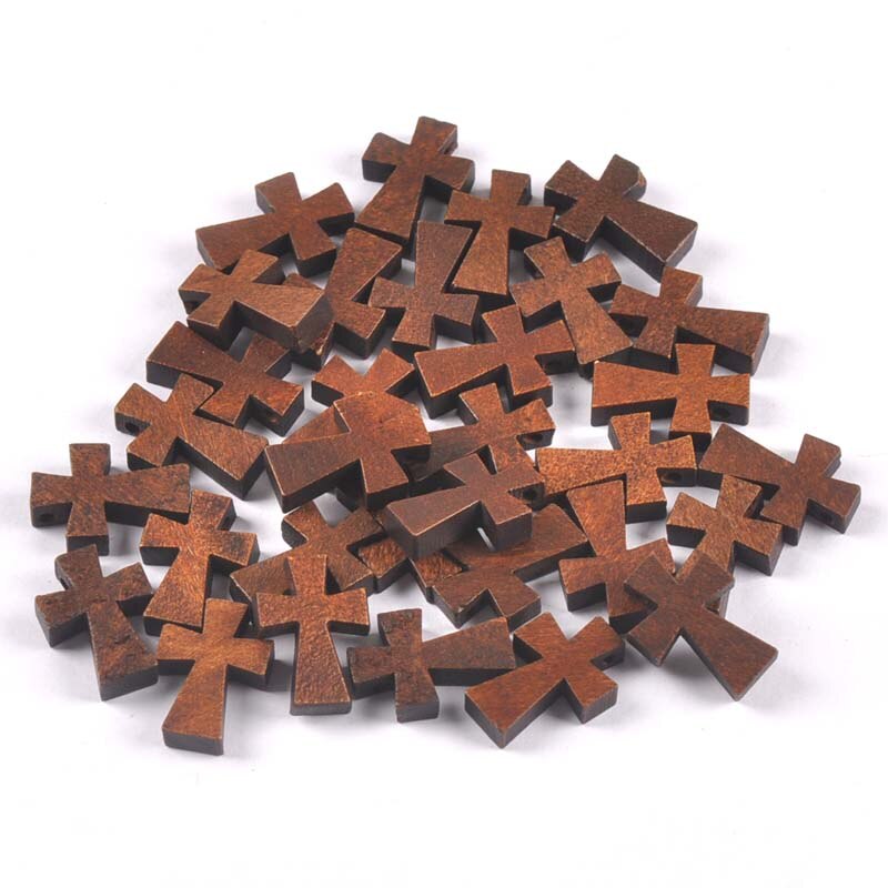 Perles en bois à suspendre en croix, bricolage, pendentif pour enfants, bijoux décoratifs, , mt2575: 14x20mm