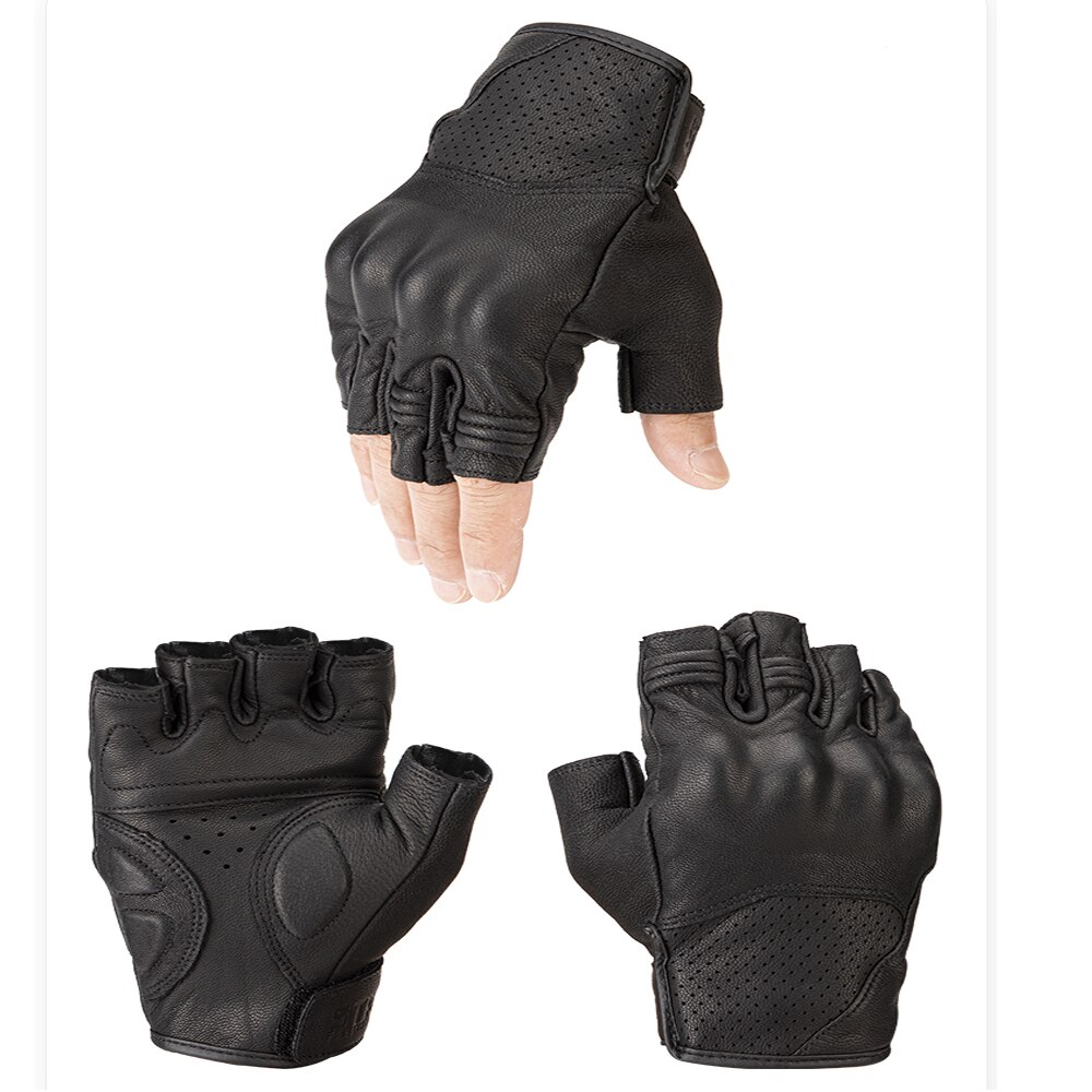 Motorcycle Leather Gloves Half Finger Gloves Non-slip Breathable Motorcycle Clothing Fingerless Gloves