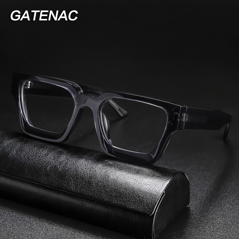Gafas graduadas de acetato Vintage para hombre y mujer, lentes cuadradas transparentes para miopía, montura de lujo Retro